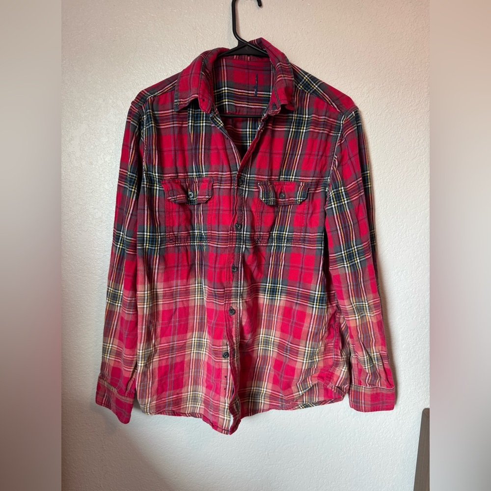 Red Plaid Button-Up Shirt
